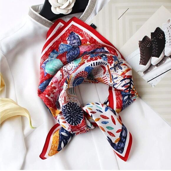 Bright Pattern Mulberry Silk Neck Scarf main image 6